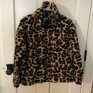 Jcrew leopard Vintage fleece top size Small